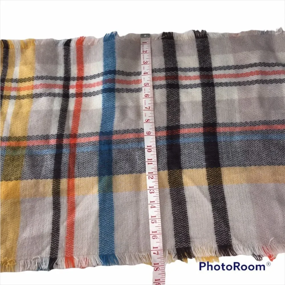 Plaid Wide Infinity Scarf Fall Colors Brown Orange Mustard Yellow Blanket